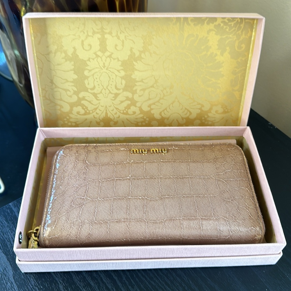 Miu Miu Crocodile Embossed Zip Around Long Wallet - image 3